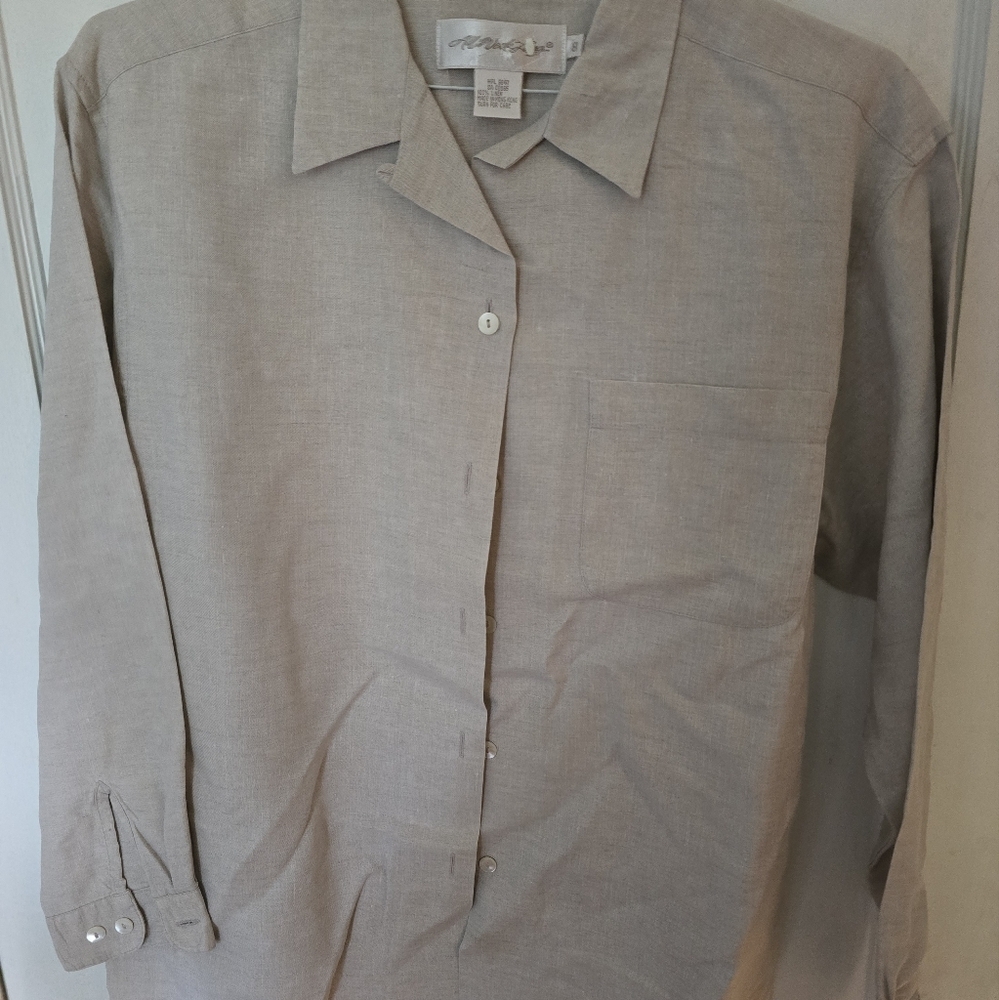 Allison Taylor Tan Relaxed Button Down Shirt